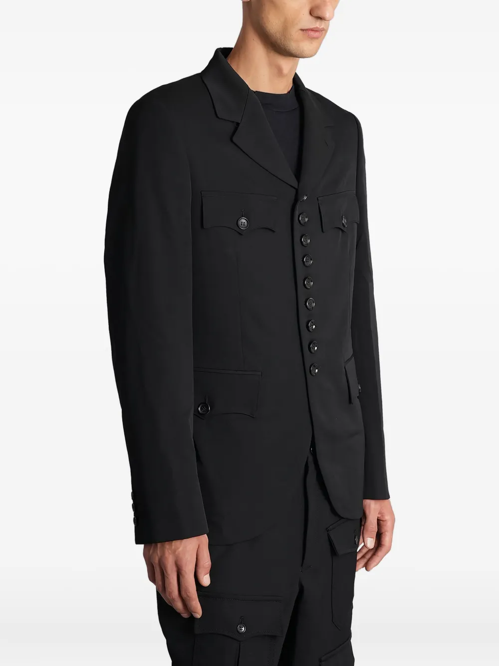 Comme Des Garçons Homme Deux Buttoned Pocket Jacket In Black