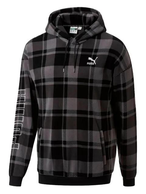 PUMA check-pattern drawstring hoodie