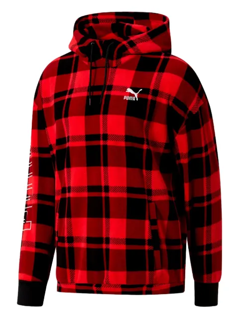 PUMA check-pattern drawstring hoodie