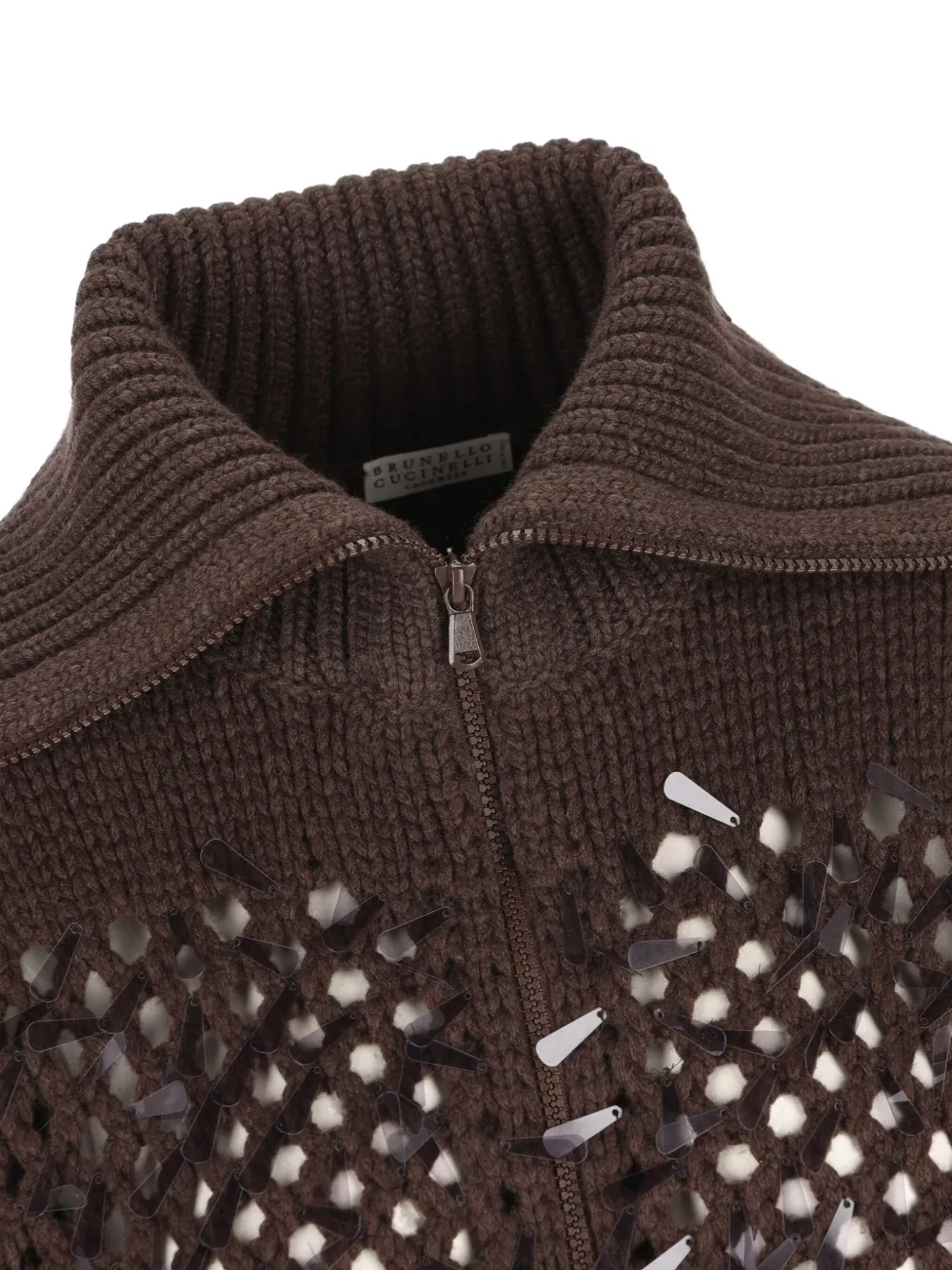 Brunello Cucinelli Long-sleeved Knitted Cardigan In Brown
