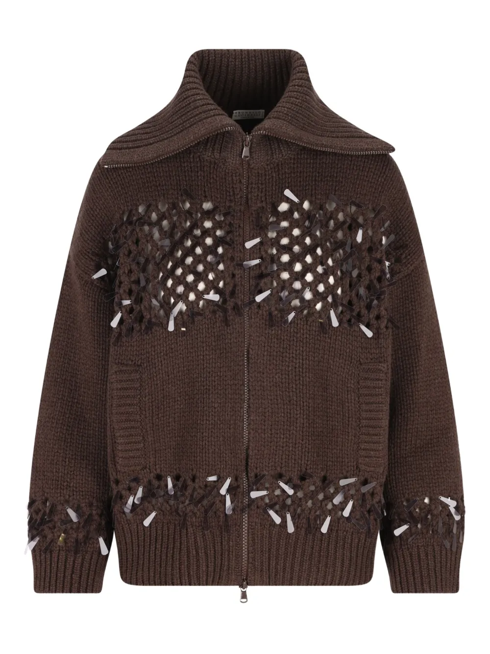 Brunello Cucinelli Long-sleeved Knitted Cardigan In Brown