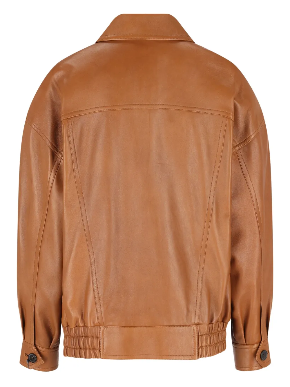 Saint Laurent Leather Bomber Jacket In Brown