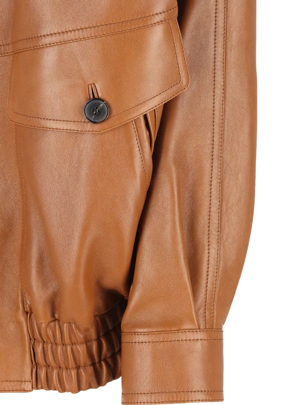 Saint Laurent Leather Bomber Jacket In Brown