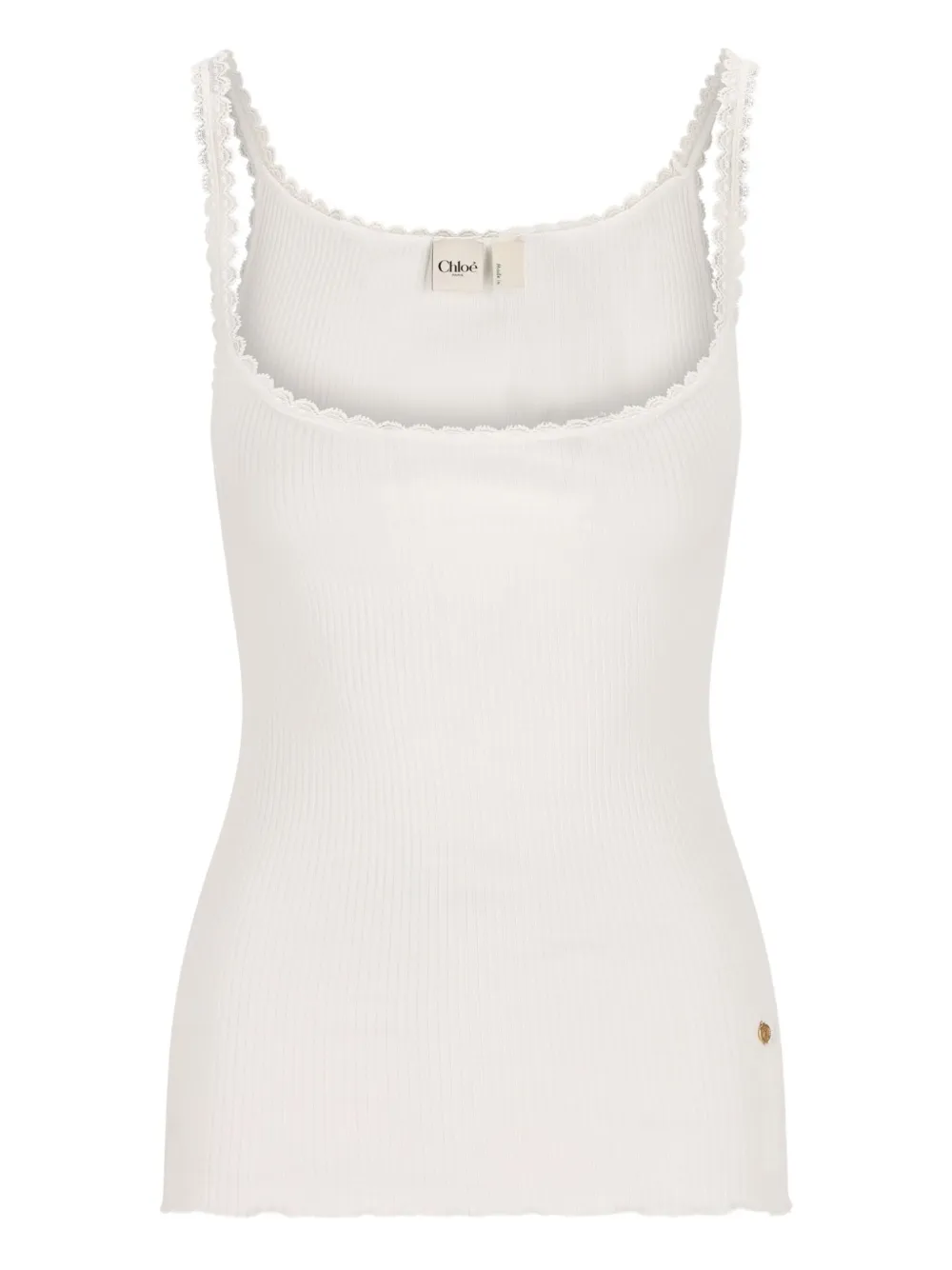 Chloé scallop-trim tank top - ホワイト Chloé scallop-trim tank top - ホワイト