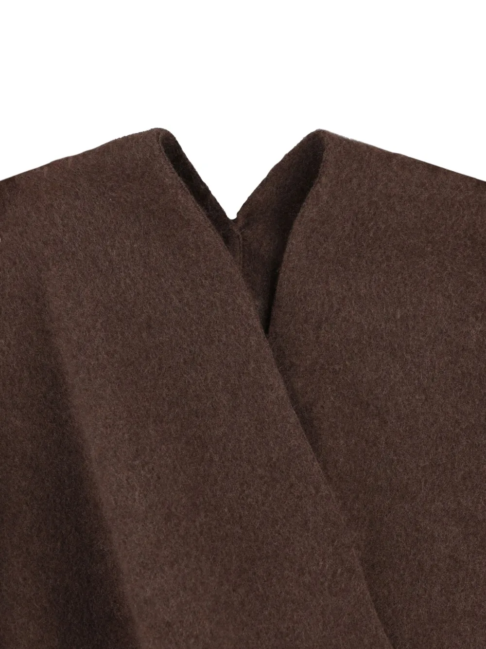 Brunello Cucinelli Fringed V-neck Cape In Brown