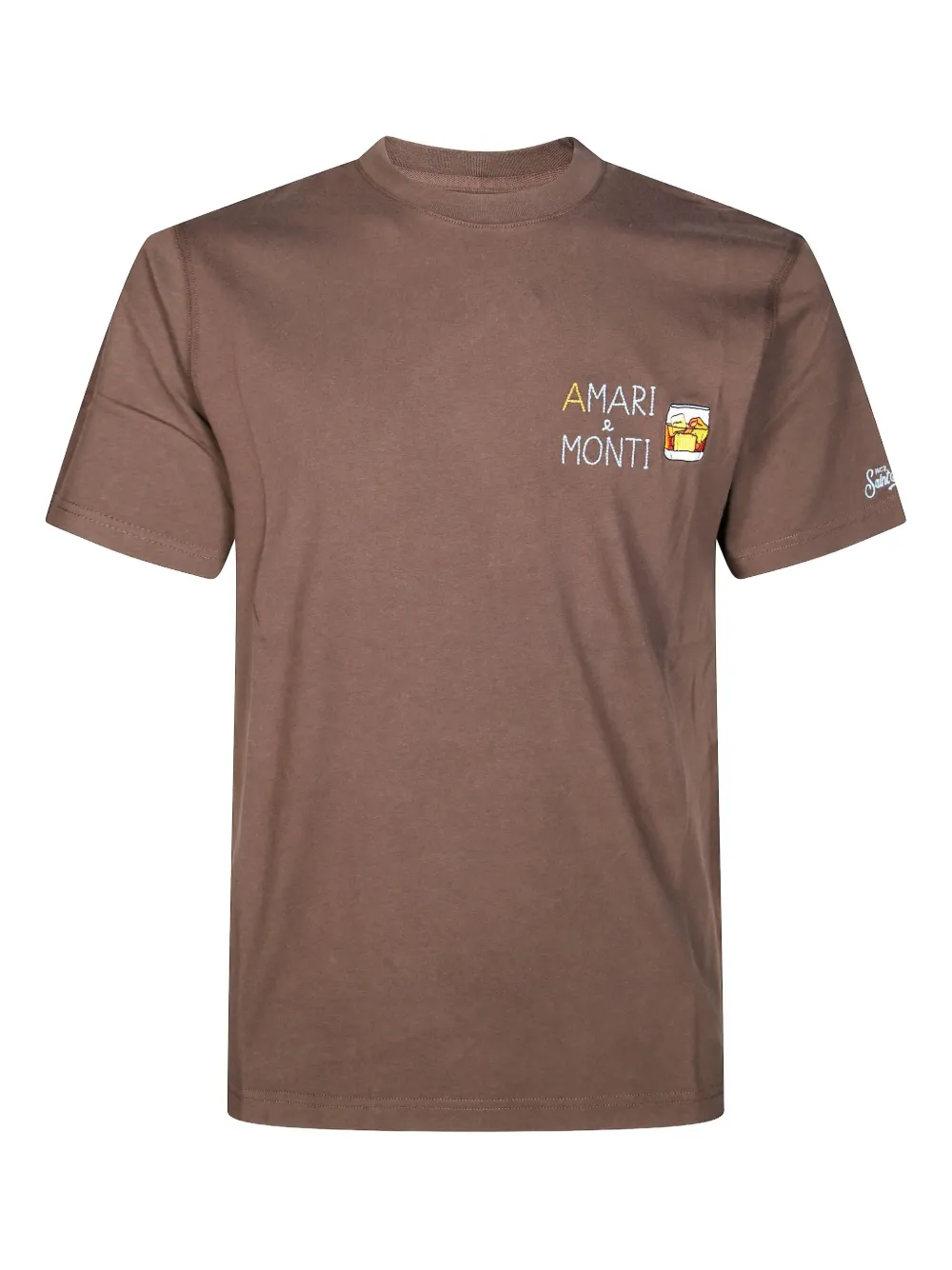 Mc2 Saint Barth Arnott Embroidered T-shirt In Brown