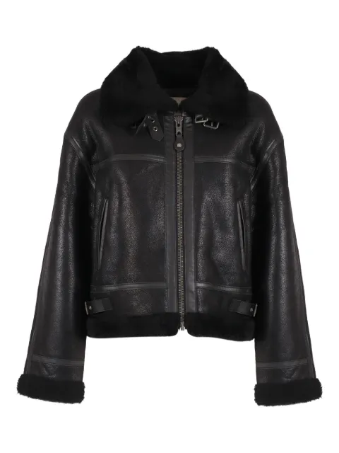 Schott fur-collar leather jacket