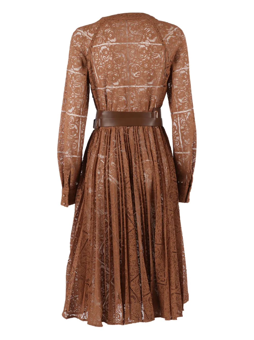 Max Mara Pensile lace-belted midi dress - Bruin