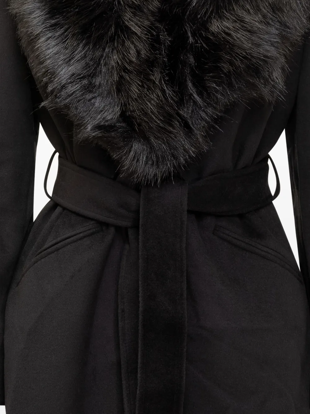 Michael Kors Jas van imitatiebont met ceintuur Zwart