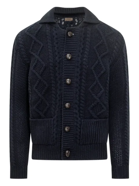 RAKKI Aran polo-collar cardigan