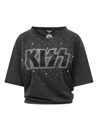 DSQUARED2 x KISS rhineston-embellished T-shirt | Black | FARFETCH