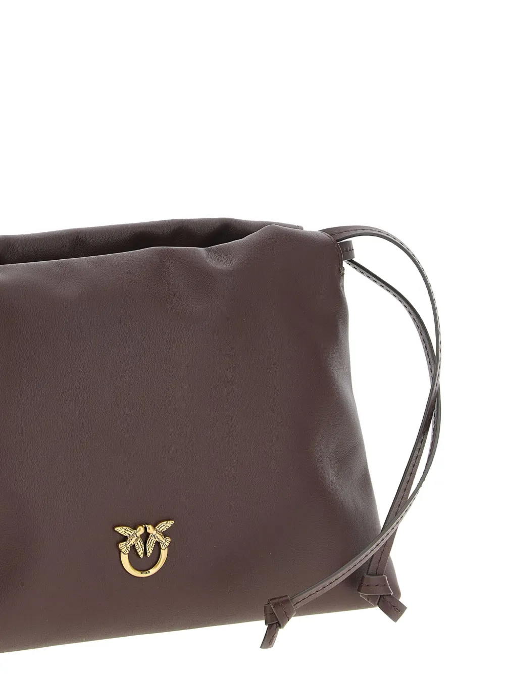 Pinko Mini Leather Clutch Bordeaux In Red