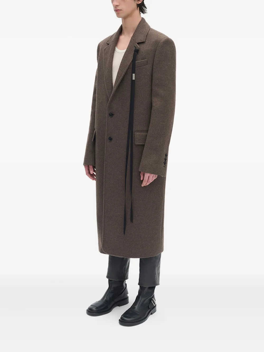 Ann Demeulemeester Melton Wool Coat In Brown