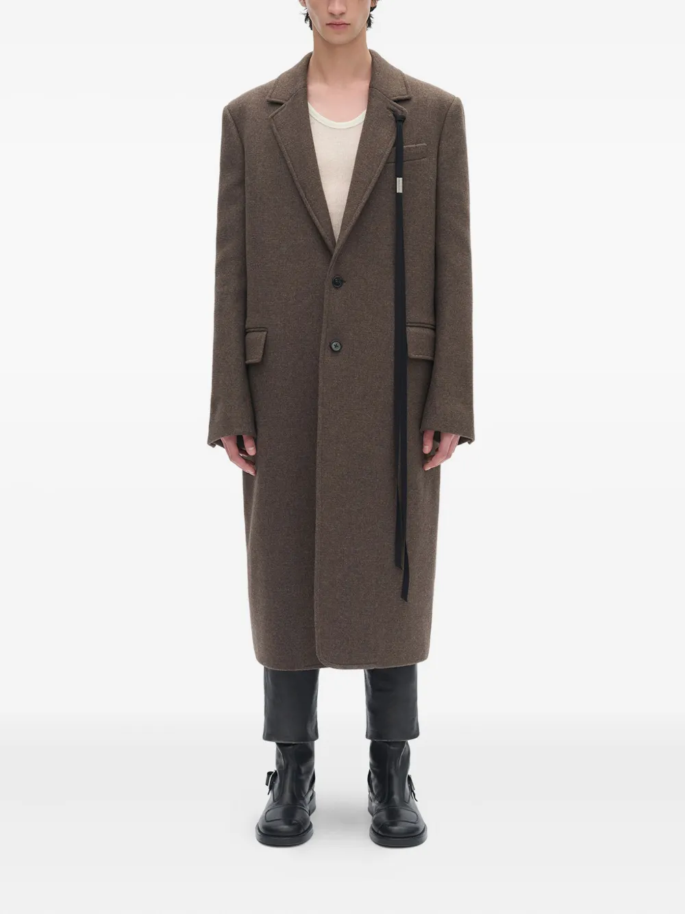 Ann Demeulemeester Melton Wool Coat In Brown