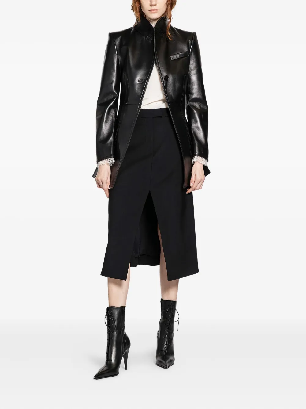 Alexander McQueen Top met col en kant - Beige