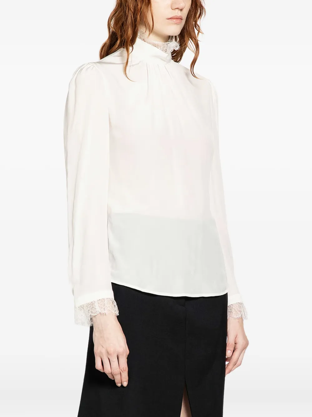 Alexander McQueen Top met col en kant Beige