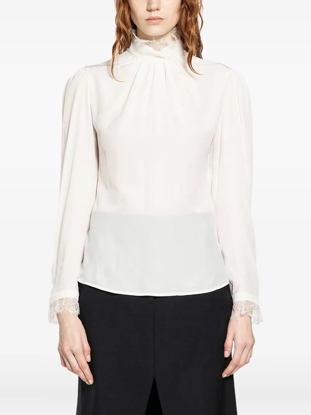 Alexander McQueen top de encaje con cuello de tortuga | neutro | Image 1