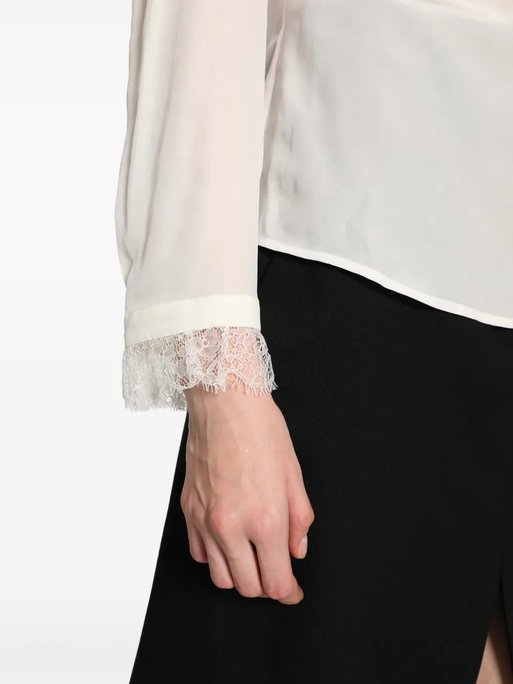 Alexander McQueen Top met col en kant Beige