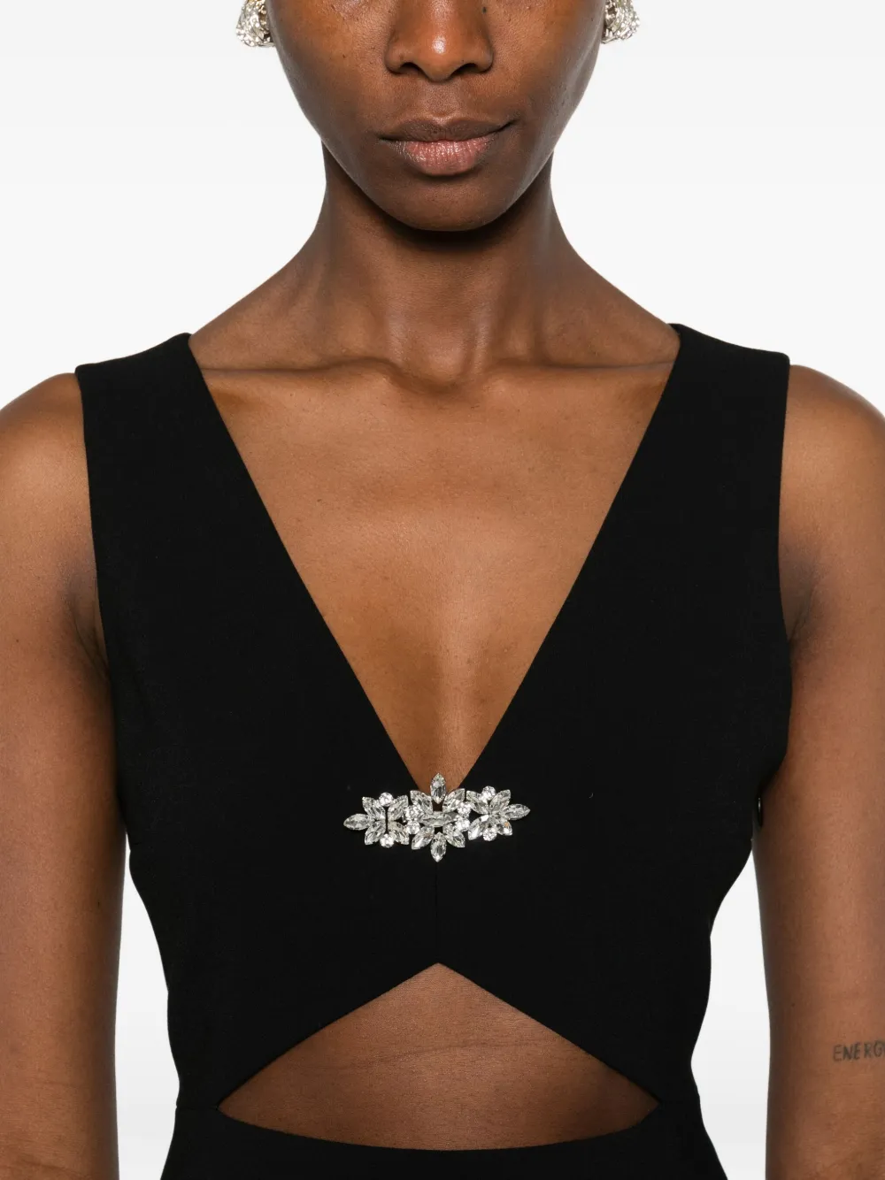 Maje Mini-jurk met broche en uitgesneden details Zwart