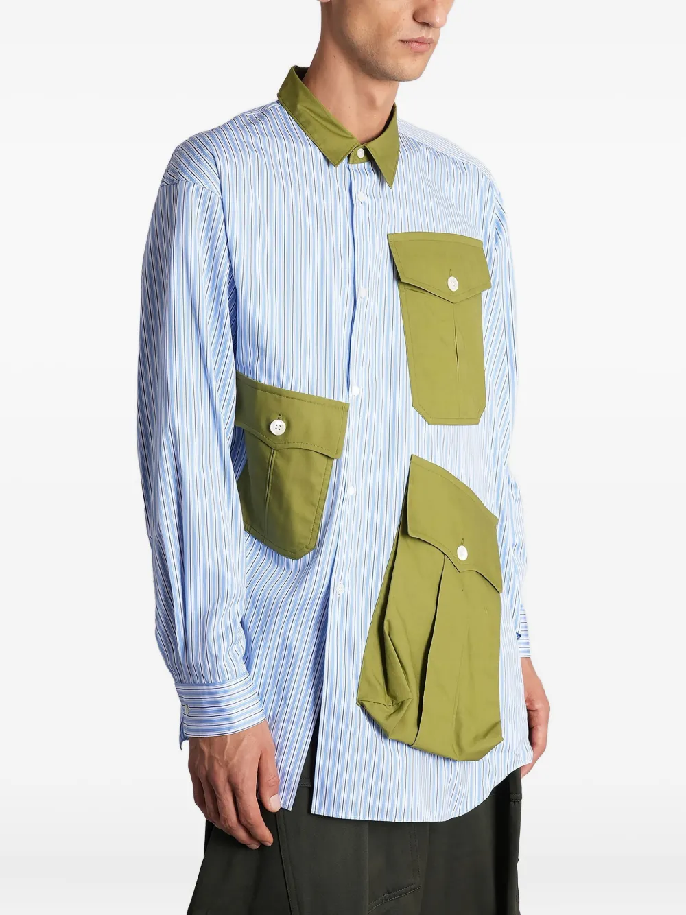 Comme Des Garçons Homme Deux Striped-pattern Shirt In Blue