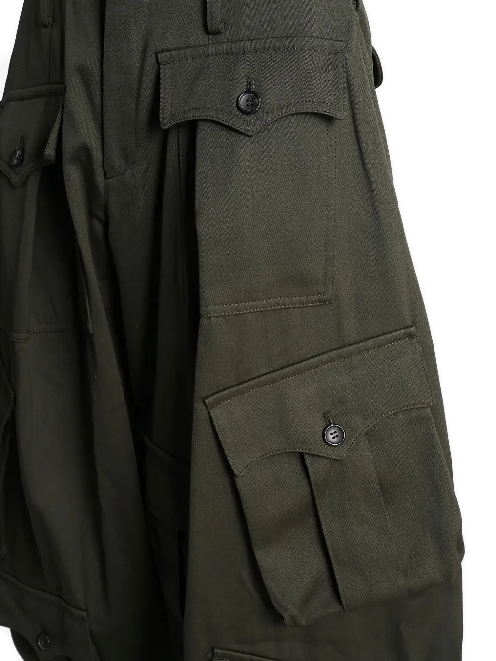 Comme des Garçons Homme Plus Broek met meerdere zakken en knopen Groen