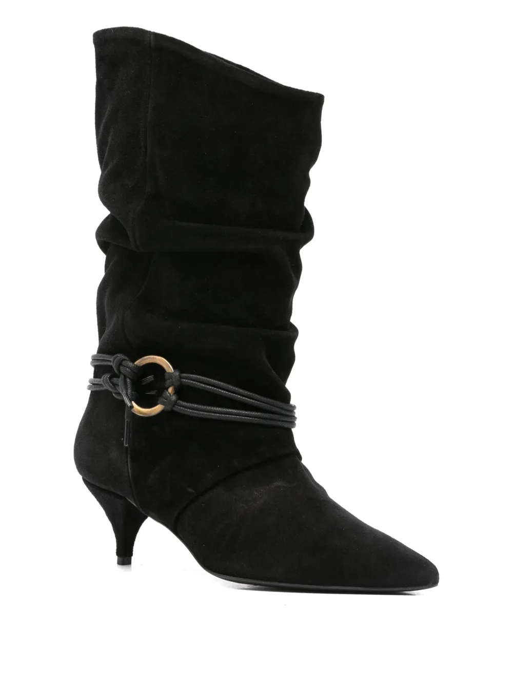 Alchimia Suede Ruched Ankle Boots In Black