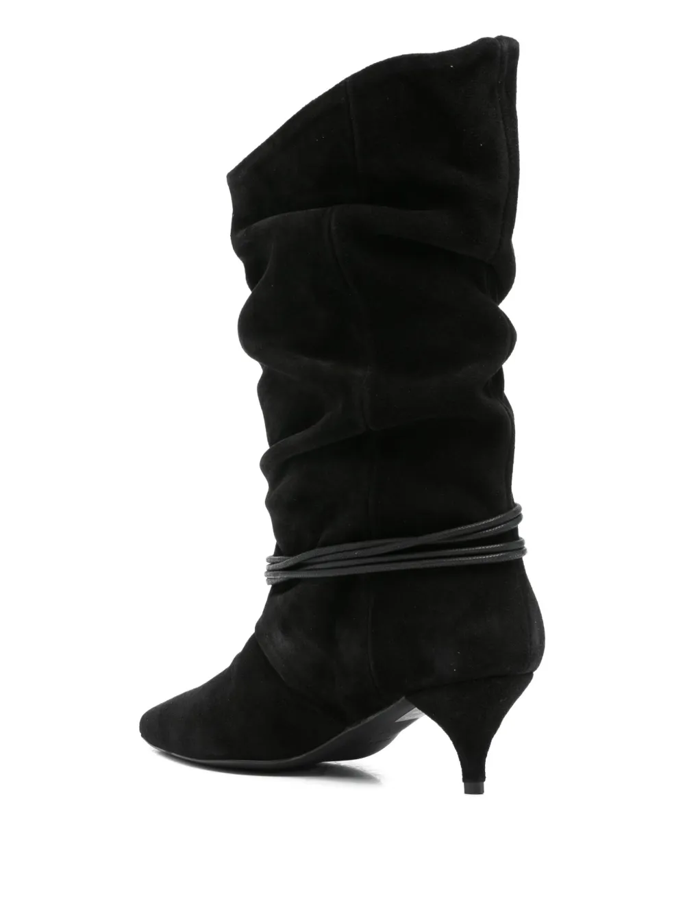 Alchimia Suede Ruched Ankle Boots In Black