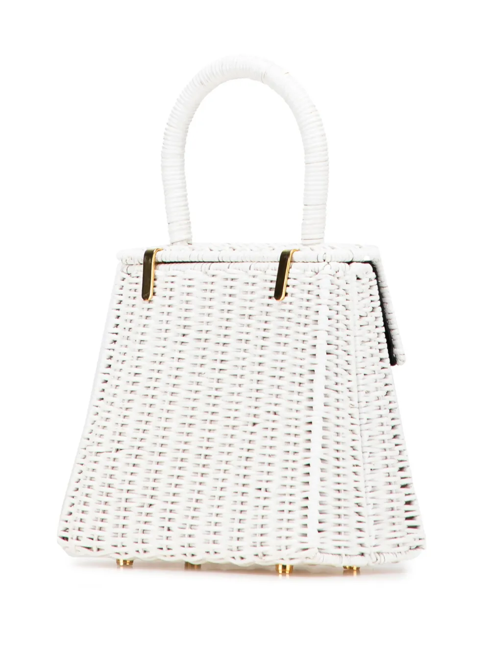 Pre-owned Ferragamo 2010-2025 Straw Gancini Handbag In White