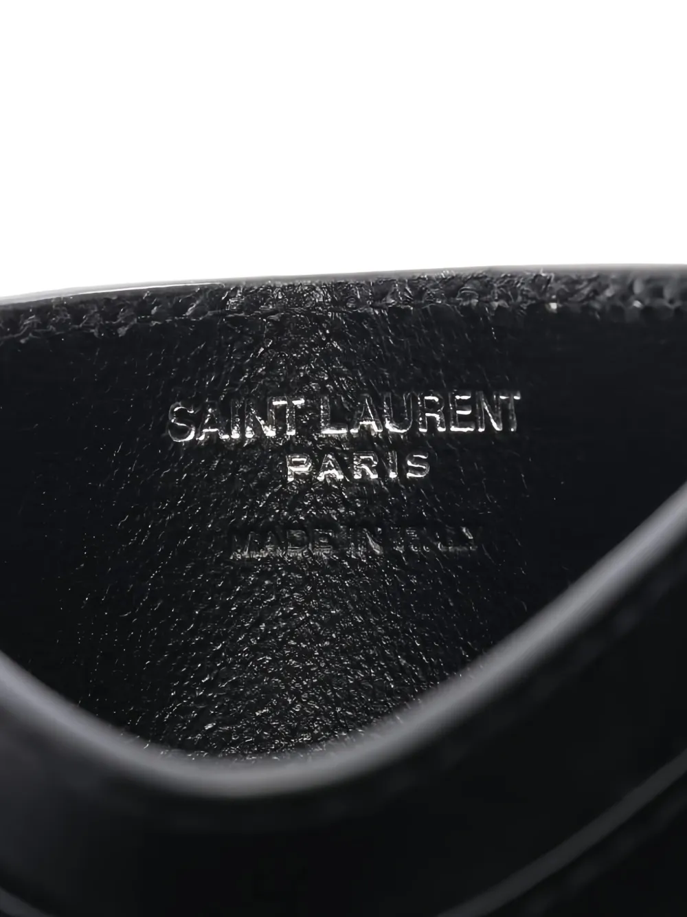 Pre-owned Saint Laurent Cassandra Logo Card Case In Black