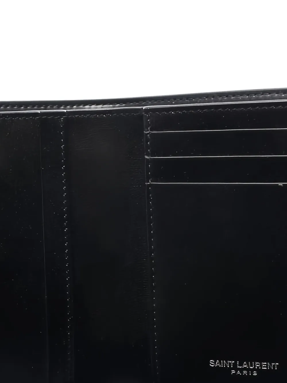 Pre-owned Saint Laurent Cassandre Bi-fold Leather Wallet In Black