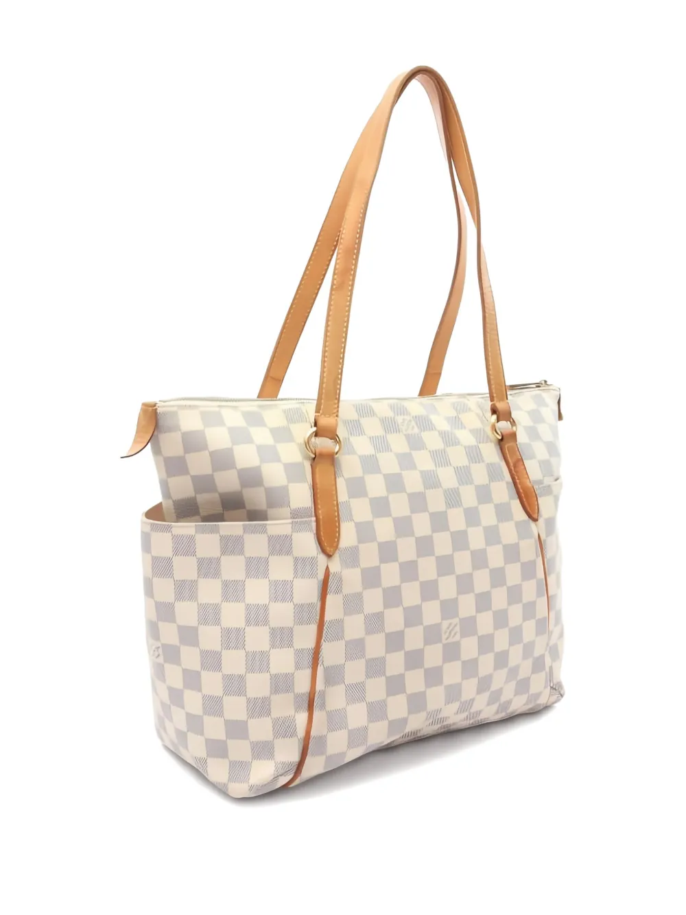 Pre-owned Louis Vuitton 2009 Totally Mm Damier Azur Tote Bag In White
