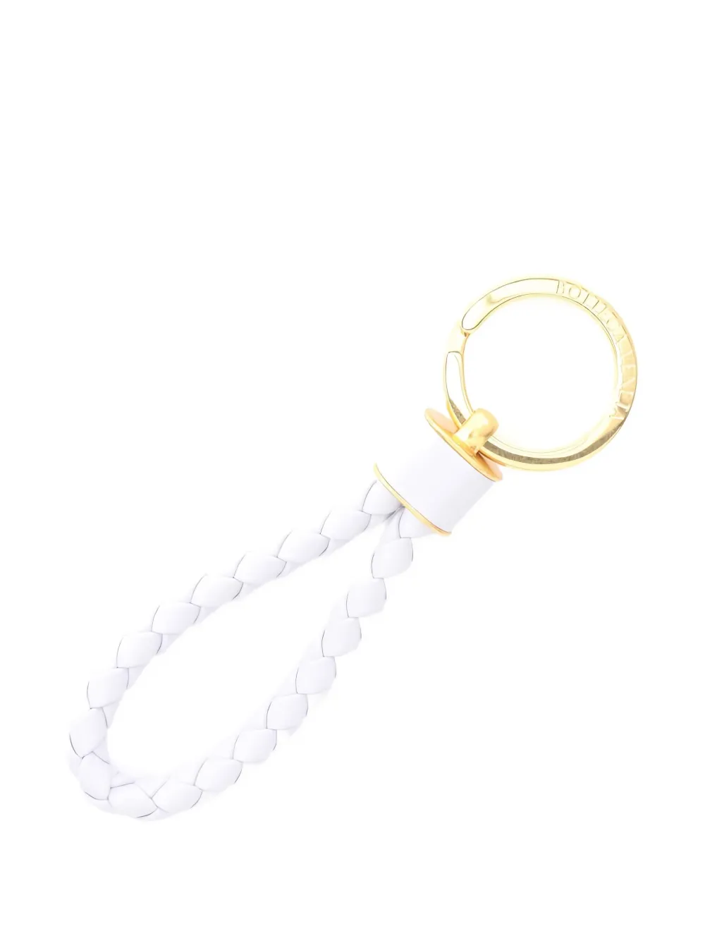 Pre-owned Bottega Veneta 2020s Intrecciato Leather Keyring In White