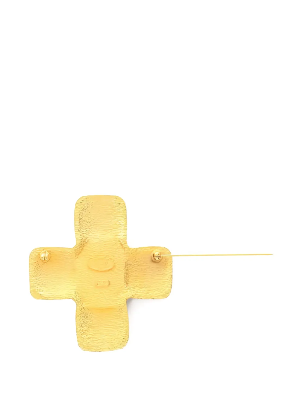 Pre-owned Chanel Coco Mark Faux-pearl Brooch In Yellow