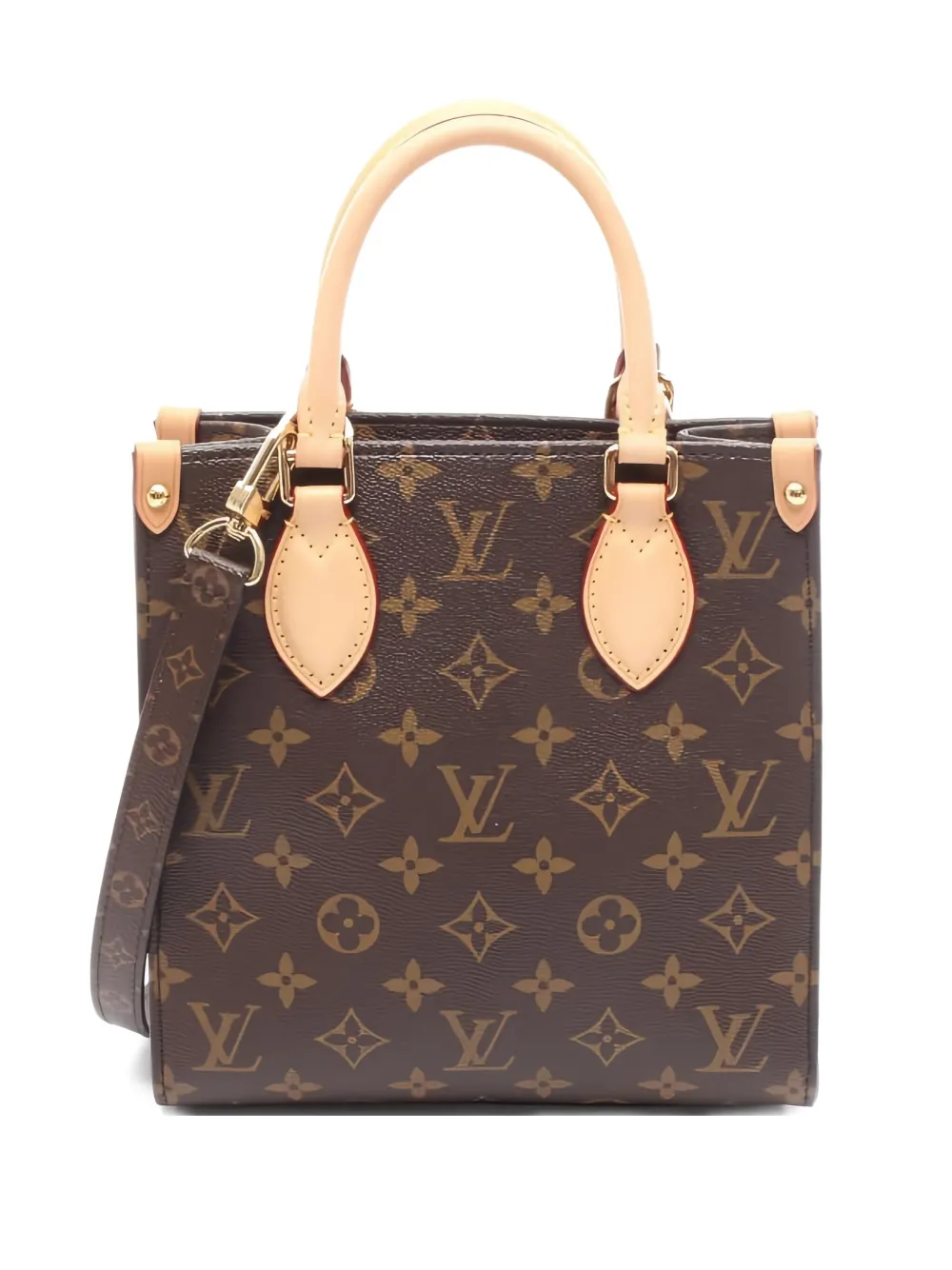 Pre-owned Louis Vuitton Sac Plat Bb Monogram Two-way Handbag In Brown