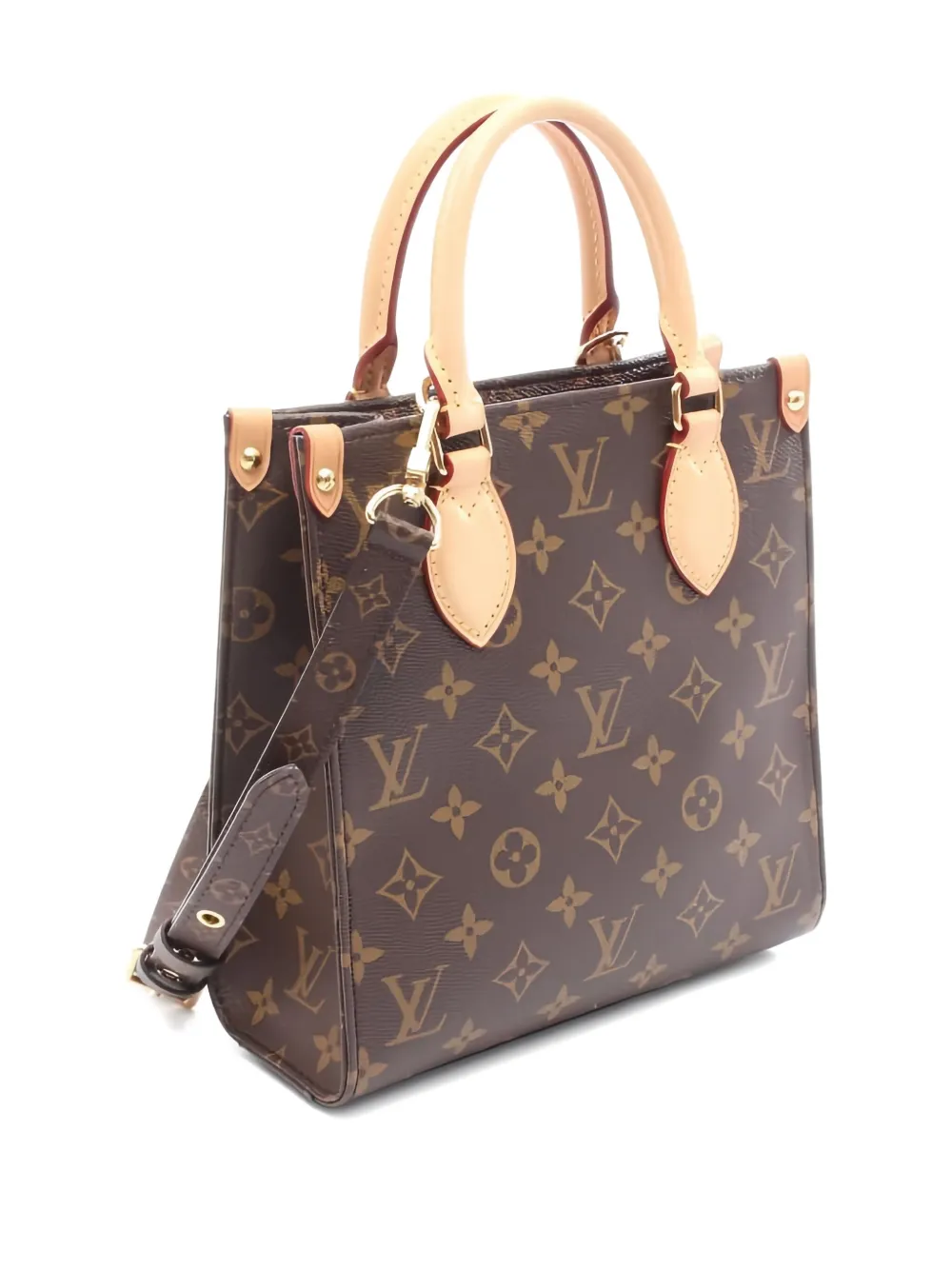 Pre-owned Louis Vuitton Sac Plat Bb Monogram Two-way Handbag In Brown