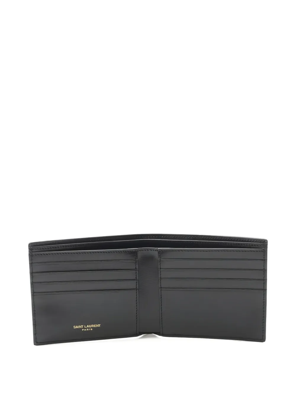 Pre-owned Saint Laurent Cassandre Bi-fold Leather Wallet In Black