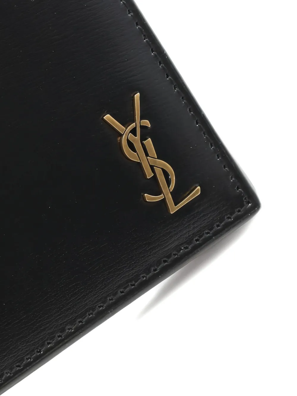 Pre-owned Saint Laurent Cassandre Bi-fold Leather Wallet In Black
