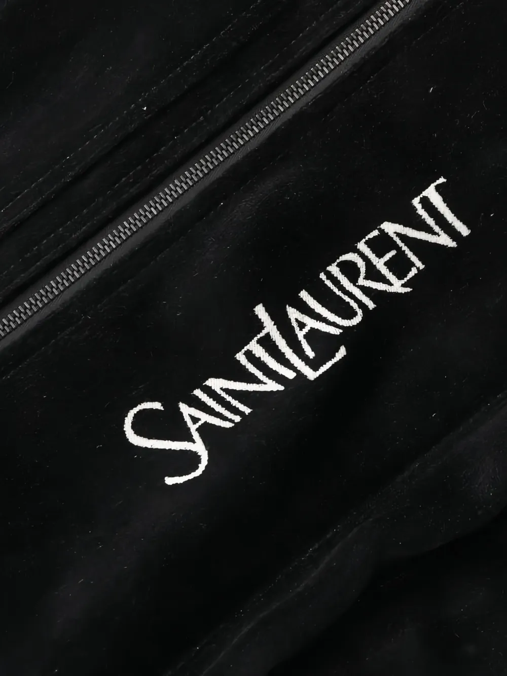 Pre-owned Saint Laurent Logo-embroidered Leather Duffle Bag In Black