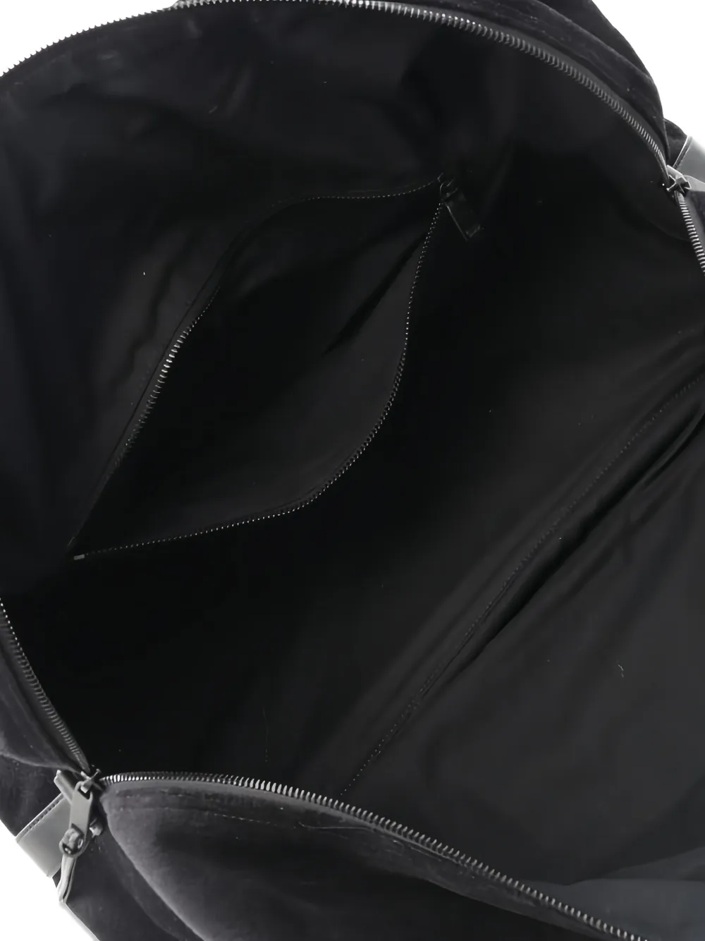 Pre-owned Saint Laurent Logo-embroidered Leather Duffle Bag In Black