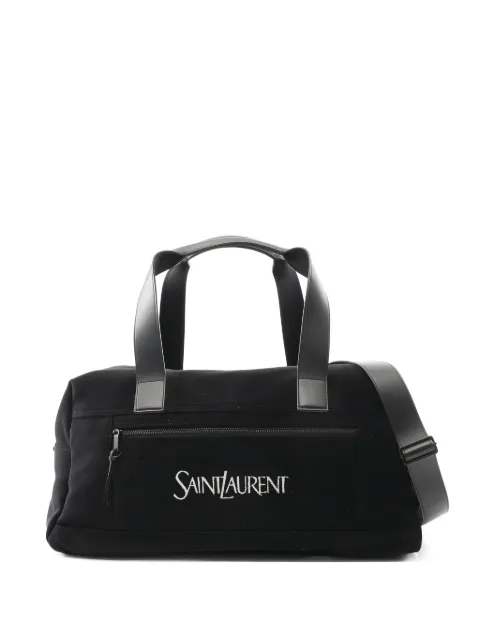 Saint Laurent Pre-Owned logo-embroidered leather duffle bag