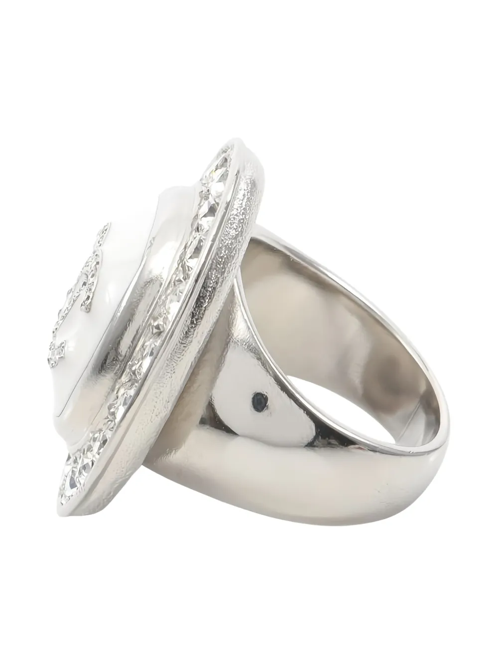 CHANEL Pre-Owned 1986-1988 Coco Mark Rhinestone Ring | Silver | FARFETCH