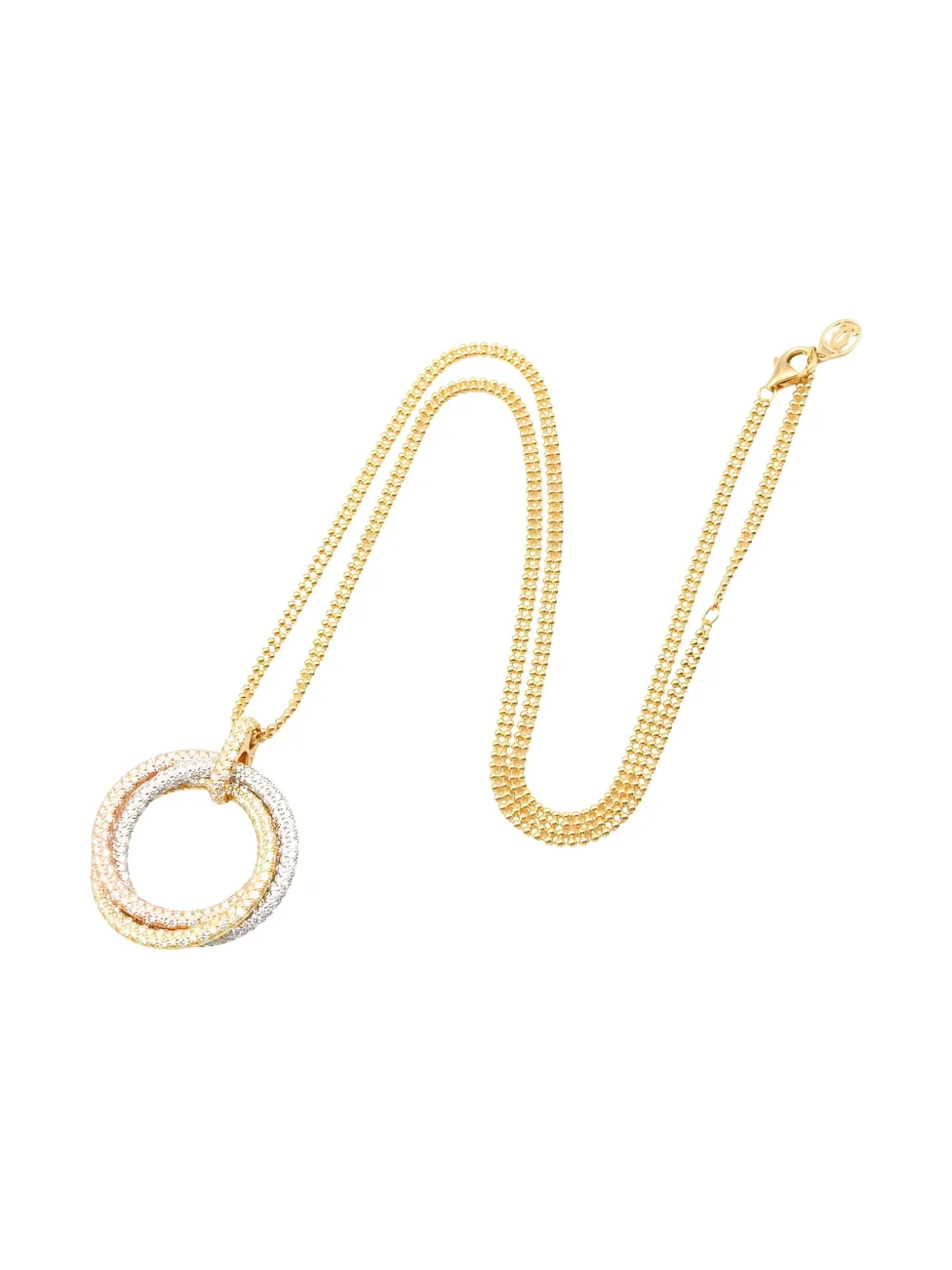 Pre-owned Cartier 2010s Trinity Diamond Necklace In Gold