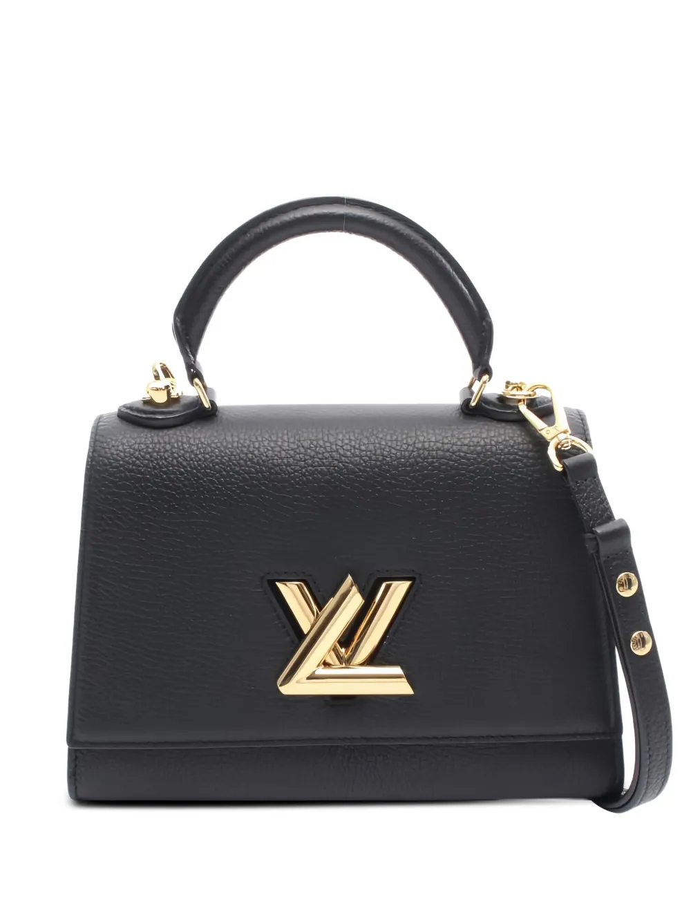 Pre-owned Louis Vuitton 2021 Twist One Handle Pm Leather Tote Bag In Black