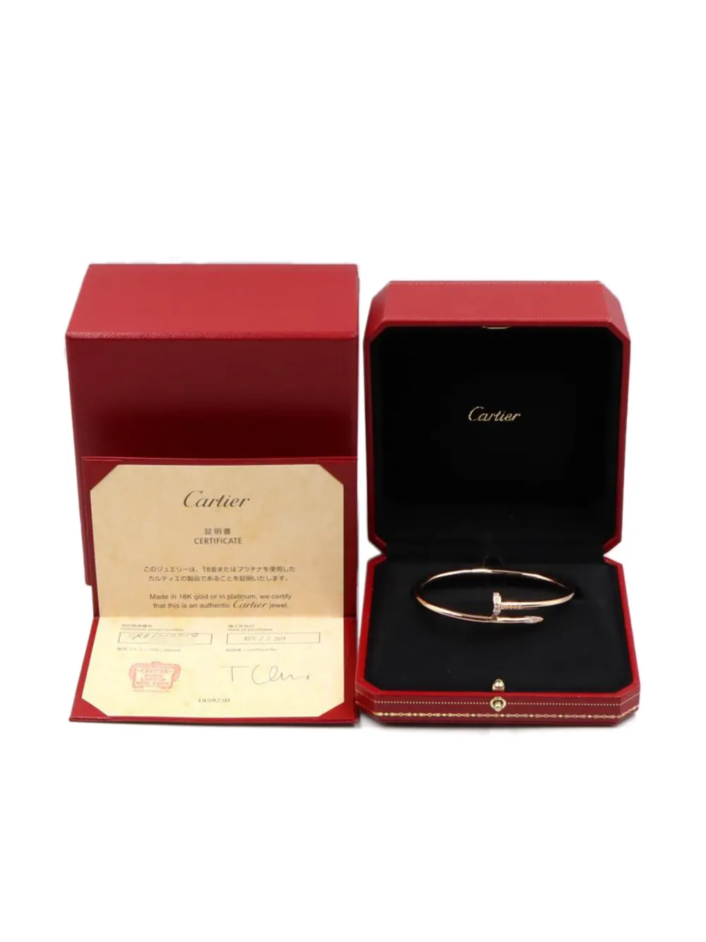 Pre-owned Cartier 18k Rose Gold Juste Un Clou Diamond Bracelet In Pink