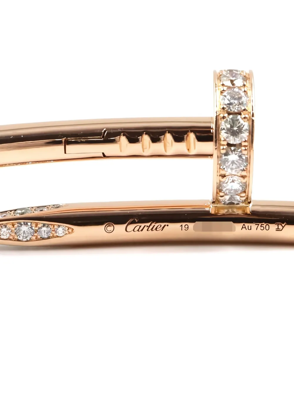 Pre-owned Cartier 18k Rose Gold Juste Un Clou Diamond Bracelet In Pink