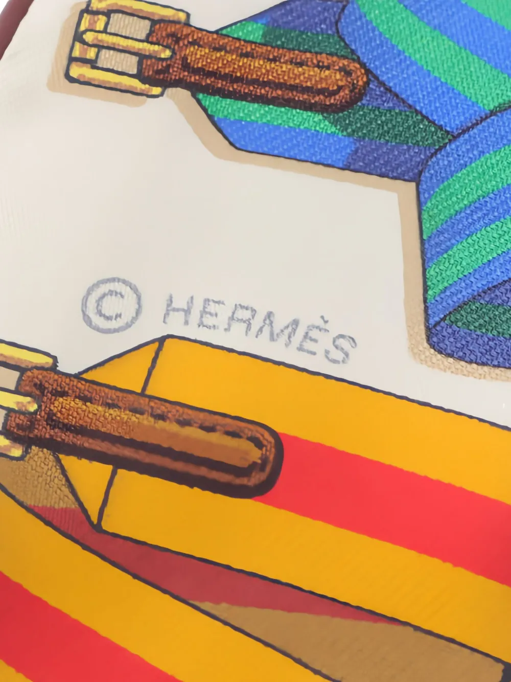 Pre-owned Hermes 2010s Les Sangles Twilly Scarf In Brown