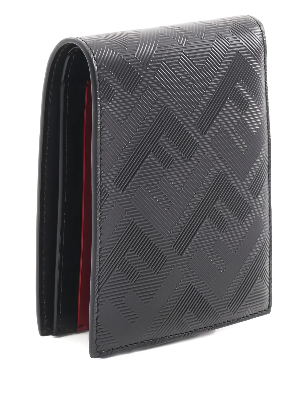Pre-owned Fendi 2020s Zucca Bi-fold Leather Wallet In Black