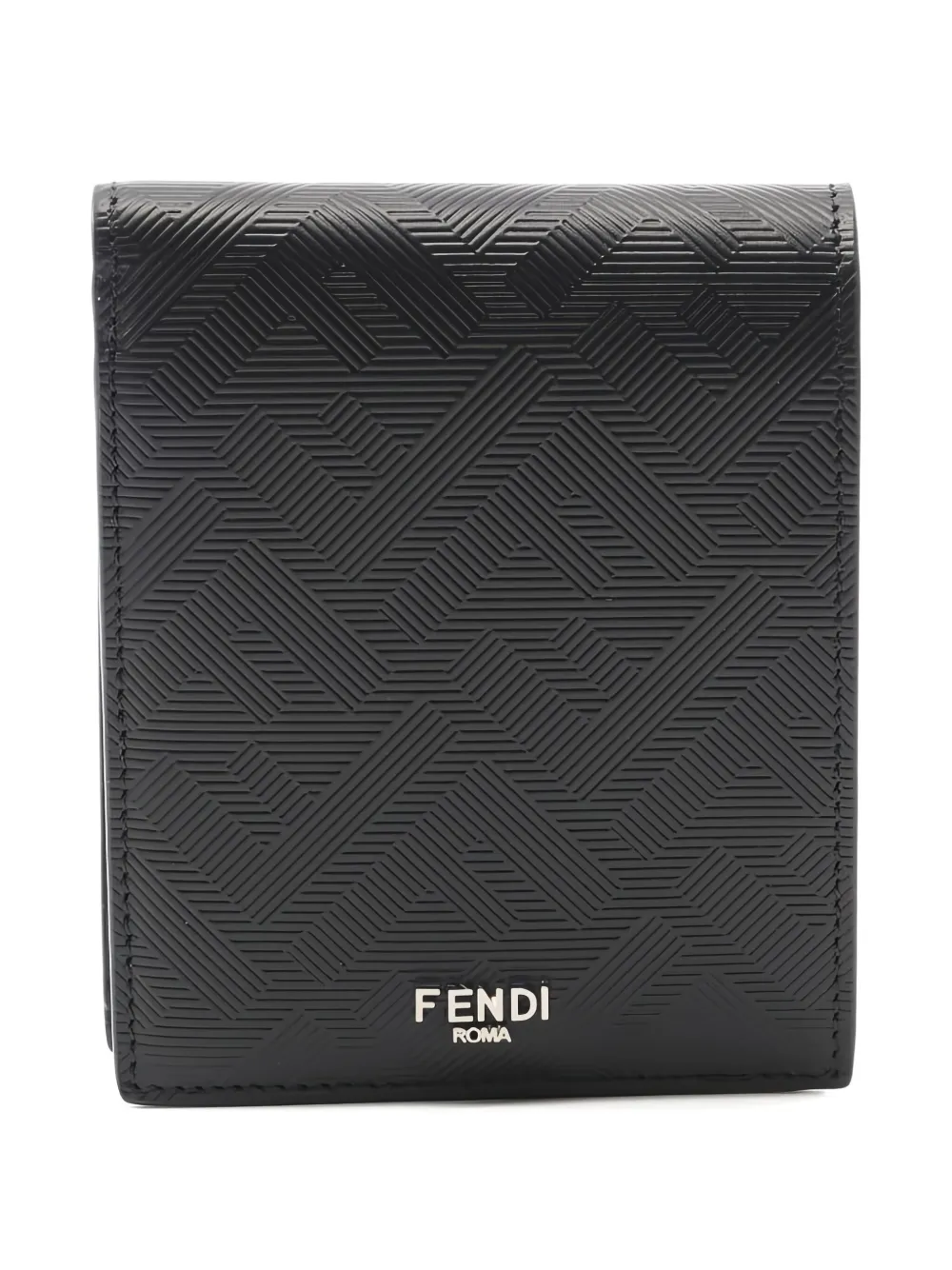 Pre-owned Fendi 2020s Zucca Bi-fold Leather Wallet In Black