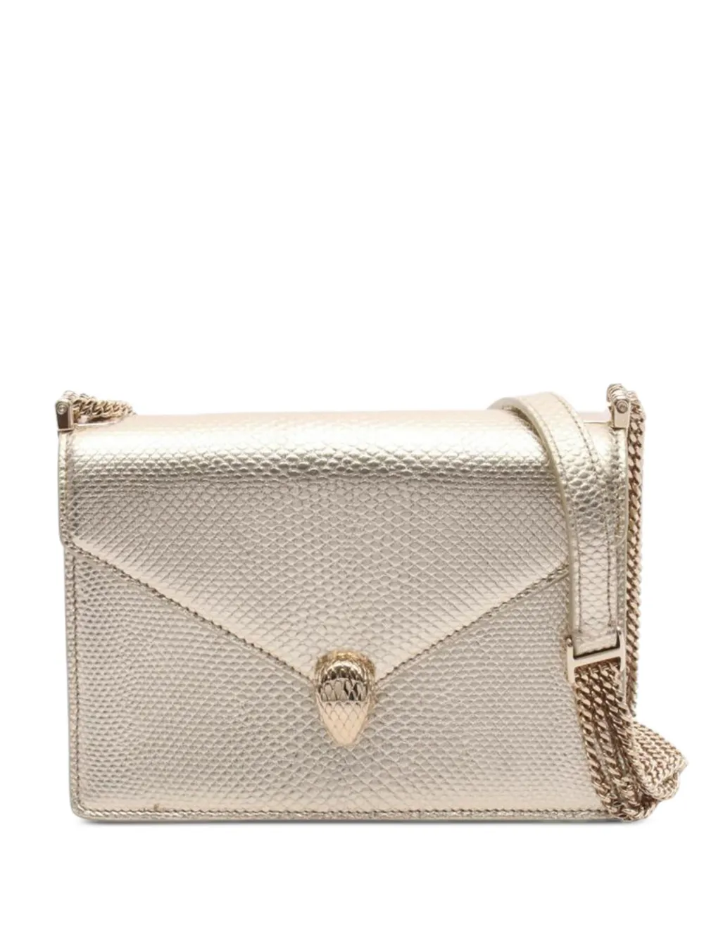 Bvlgari Pre-Owned 2010s serpenti-chain python-embossed shoulder bag | Gold | Image 1