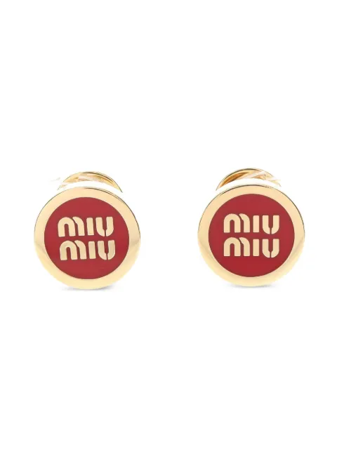 Miu Miu Pre-Owned pendientes en oro blanco con esmalte